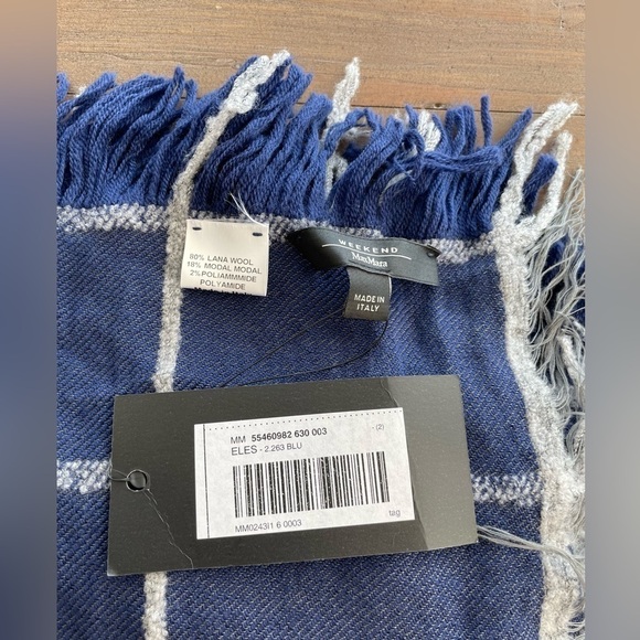 Weekend Max Mara dark blue grey wool scarf NWT - Picture 2 of 3